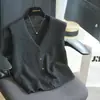 Cardigan Feminino 100% Lã Pura Gola V Outono 2026, Solto e Emagrecedor, Casaco Suéter de Outerwear