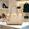 Bolsa Cubo Nueva de Comercio Exterior Bolso Boston de Patrón Antiguo de Alta Gama Bolso Almohada de Hombro Único Cruzado de Moda Retro Bolso de Mano para Mujer