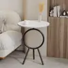 Design criativo estilo nórdico, mesa lateral com tampo de ardósia, mesa de canto para sofá, pequena mesa de armazenamento de cabeceira para uso doméstico, quarto, feita de ferro e metal