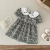 Vestido para Niña 26 Verano Nuevo Estilo Estilo Pastoral para Niña Lindo Cuello de Muñeca Vestido de Princesa Vestido Floral de Manga Larga para Bebé