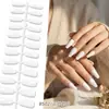 Unhas Postiças Descoláveis em Formato de Tira 24 Peças Transfronteiriças Manicure Cor Pura Alto Brilho Comprimento Médio Adesivos de Unha Usáveis