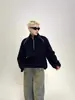 Moletom Americano Retrô com Meio Zíper e Manga Longa para Homens e Mulheres, Design de Nicho Tendência de Primavera, Jaqueta Versátil Casual Solta