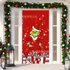 Cubierta de Puerta Decoración de Dibujos Animados del Grinch Cubierta de Puerta Navideña Monstruo Verde Grinch Tela Colgante Tapiz Fondo de Cubierta de Puerta