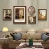 Sala de Estar Vintage Combinación Pintura Colgante Nicho Arte Mural Sofá Americano Pared Trasera Decorativa Pintura Lujo Ligero Pintura Francesa
