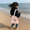 2026 Bolso de Lona con Letras de un Solo Hombro Estilo Ins, Bolso de Tela Estilo Perezoso, Bolso de Lona para Estudiante Japonés, Bolso Cruzado