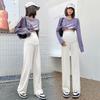 Pantalones de Pierna Ancha de Algodón Refrescante para Maternidad Primavera y Verano Finos Modernos Ropa Exterior Holgados Casual Versátiles Pantalones Cintura Alta Ajustable