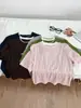 Camiseta de Manga Corta con Cuello Redondo, Falsa de Dos Piezas, de Tencel y Lana, con Capa Base Interior, Top de Hombro Normal de Lyocell para Mujer, Falsa de Dos Piezas