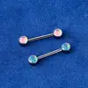 E-commerce Transfronteiriço Novo Filme Glitter Gota de Óleo Mamilo Aço Inoxidável Joia de Piercing Iridescente Gradiente Plug Pino Anel de Mamilo