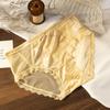 Roupa Íntima de Malha Semitransparente Estampada em Estilo Nacional para Mulheres, Entrecava de Seda de Amoreira, Respirável e Amiga da Pele, Calcinha Feminina de Renda Cobre o Quadril de Cintura Média