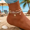 Tornozeleira de Metal com Contas Múltiplas Estilo Casual, Acessório de Pé da Moda para Férias e Uso Diário Feminino