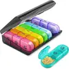 Pastillero de Viaje Portátil Tipo Cajón con 21 Compartimentos, Desmontable, Sellado, Limpiable, para Uso en Casa, Viajes de Negocios, Caja de Almacenamiento Transparente de Escritorio
