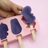 Molde de silicone para sorvete doméstico com tampa, desenho animado, grau alimentício, faça você mesmo, caixa de molde para picolé, 4 moldes de sorvete