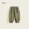 Moda Otoño 2025 Versátil Estilo Coreano Infantil Otoño Agradable a la Piel Cómodo Moderno Pantalones Casuales de Algodón Lavado Bordados