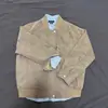 Jaqueta de Camurça para Exterior com Zíper, Jaqueta de Voo Estilo Americano, Gola Baseball Elegante, Top Casual Cáqui Retrô