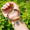 Pulsera de los Cinco Dioses de la Riqueza Estilo Tíbet, Pulsera Tejida a Mano Nudo Flor de Durazno, Cuerda Multicolor Estilo Étnico, Cuerda Roja Estilo Nuevo Chino DIY