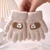 Guantes Personalizados para Niños Dibujos Animados Cálidos y Resistentes al Frío Invierno Terciopelo de Partículas Tejidos de Cinco Dedos Guantes para Bebé para Niños y Niñas