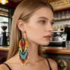 Ganchos para Orejas con Borla de Cuentas de Semilla de Colores, Pendientes Largos Tejidos a Mano Estilo Bohemio para Uso Diario, Creando una Vibración Elegante