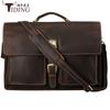 Portafolio de Cuero Vacuno Moderno Vintage Crazy Horse para Hombre, Negocios, Viajero, Bolsa para Laptop de 17 pulgadas, Bolso Sencillo de Hombro Cruzado