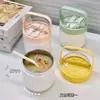 Copo Térmico para Sopa de Aço Inoxidável 304 com Tampa Colher Caixa para Mingau Portátil Manual Lancheira Selada Caneca para Leite Café da Manhã para Micro-ondas