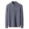 Nuevo Cárdigan de Lana con Cremallera Casual de Negocios Otoño e Invierno para Hombre de Cuello Alto Medio Chaqueta de Punto Gruesa de Color Contrastante Suéter
