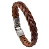 Nuevos accesorios transfronterizos pulsera de piel de vaca con hebilla tejida marrón pulsera sencilla con sentido del diseño de personalidad joyería europea y americana para hombre