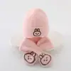 Chapéu de urso infantil para outono e inverno, chapéu de bebê quente à prova de vento, de algodão tricotado, com forro de fleece e cachecol espessado de design integrado