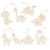 Rebanadas de Madera de Dinosaurio de Dibujos Animados Transfronterizas Grabado Láser Pintura DIY Graffiti Infantil Piezas Pequeñas de Madera Fábrica de Origen Artesanía en Madera