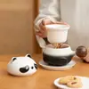 Taza de Té de Cerámica de Panda Taza para Oficina en Casa con Tapa Filtro Taza Linda para Separación de Té para Mujeres