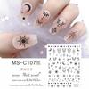 MEETSWEET Flor de luna nueva negro y blanco oro y plata estrella Luna adhesivo impermeable pegatinas para uñas pegatinas de uñas sueño