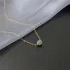 Dz Collar de cuentas de la fortuna estilo chino imitación jade Hetian para mujer, fresco y simple, cadena para clavícula estilo nacional, cadena para el cuello minimalista de una sola cuenta de nicho