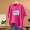 Camiseta de Manga Corta de Algodón Puro para Mujer Verano 2026 Nuevo Estilo Coreano Holgada Aspecto Adelgazante Versátil Cuello Redondo Top Asimétrico Camiseta