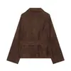 Comercio exterior colección de otoño 2026: Moda femenina estilo europeo y americano, chaqueta casual, de corte holgado, versátil, de color liso, con cuello y cinturón