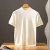 Camiseta casual de punto clásico para hombre, cuello redondo, manga corta, 100% cachemir puro, punto fino de 18 puntadas, corte holgado, color liso