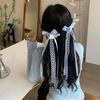 Grampo de Cabelo Laço de Fita Doce e Fofo Presilha Dupla para Rabo de Cavalo Tira de Cabelo com Fita Tira de Cabelo Grampo de Cabelo Acessórios de Cabelo Japoneses e Coreanos para Meninas