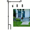 Bandera Exterior de Jardín Transfronteriza Poste de Bandera de Hierro Forjado Negro Soporte de Bandera Patio Americano Bandera Doble Cara Accesorios Soporte Grande Decorativo
