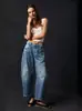 Jeans harén retro de plátano transfronterizos para mujer, nuevos de otoño de cintura alta holgados adelgazantes casuales estilo papá zanahoria