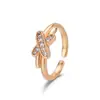 Anillo Cruzado Tridimensional Distintivo Nuevo de Verano para Mujer Moda Ins Elegante Letra X Sin Decoloración Anillo de Dedo Abierto