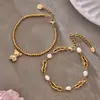 Estilo Ins Europeo y Americano Diseño de Moda Minimalista Colgante de Oso con Circonita 5A Pulsera de Bolas Redondas Acero Inoxidable Joyería Elegante Transfronteriza