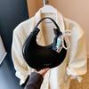 Bolso Nuevo de Color Sólido Forma de Media Luna Primavera 2025 Elegante Simple Moderno Estilo Coreano Hombro Único Cruzado de Mano Debajo del Brazo para Mujer