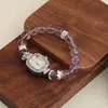 Nuevo Reloj de Moda Natural Amatista Diamante para Dama Pulsera Ajustable Libremente Reloj de Regalo para Mujer Reloj de Cuarzo