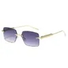 Tendencia de Moda Transfronteriza Gafas de Sol Sin Marco con Hilo Metálico Borde Cortado Cuadradas 2025 Nuevo Estilo Europeo y Americano Sensación de Alta Gama