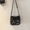 Bolsa Jeans Lavado Bordada Estilo Coreano 2026 Verão Novo Retro Casual Nicho Bolsa de Ombro Bolsa Transversal Feminina