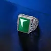 Moda Europea y Americana Anillo de Oro Lingteng Ágata Imitación Personalizado Simple para Hombre Anillo de Carniola Imitación Esmeralda Anillo