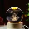 Venta al por mayor transfronteriza Bola de Cristal de Dibujos Animados Luminosa Grabada en 3D Luz de Noche Decoración de Escritorio Regalo Creativo Regalo de Cumpleaños para Mujeres
