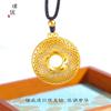 Pingente de fivela de segurança de seda com diamante dourado e areia do Vietnã de longa duração, colar de disco oco, corrente de suéter, acessórios femininos