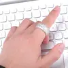 Anel Retangular Totalmente Cravejado para Mulheres Estilo Coreano Celebridade da Internet Moda Luxo Leve Versátil Tendência Exquisito Design de Nicho Anel