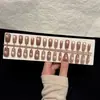 Unhas Postiças em Formato de Estrela Nude Fosco, Arte de Unha Cat-Eye com Contas de Vidro, Adesivos de Unha Pré-Fabricados, Unhas Postiças Transfronteiriças