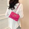 Bolso de mujer con lazo y hilo bordado, estilo 2024, con cadena de celosía de diamantes, sencillo y moderno, para ir al trabajo, bandolera cuadrada pequeña.
