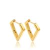 Pendientes de acero de titanio lisos con forma de explosión clásica de moda, joyería con baño de oro de 18 quilates, pendientes huecos simples en forma de abanico