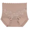 Pantaletas de Encaje con Parches de Seda de Hielo de Talle Alto para Mujer, Delgadas y de Alta Elasticidad, Control de Abdomen, Bordes Sin Costuras, Bragas Moldeadoras para Dama